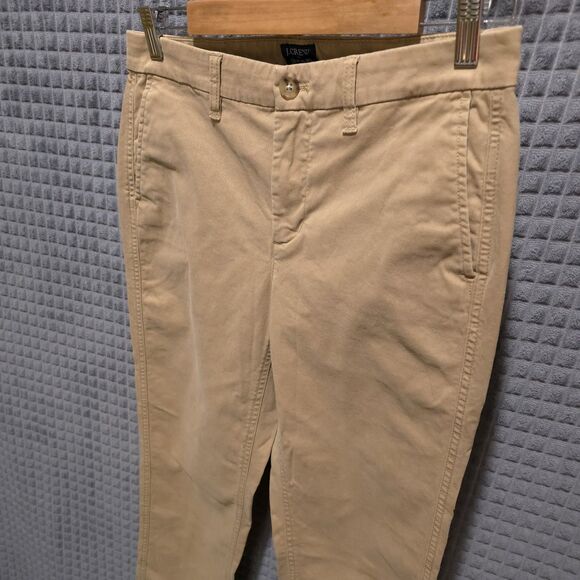 JCrew HighRise Khaki Pants Slacks 32x28 Sz4 Girlfriend Chino Stretch Comfort Tan - Picture 3 of 15